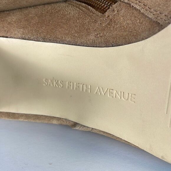 Saks Fifth Avenue Tan Suede Ankle Boots - Picture 6 of 9